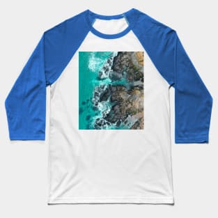 Blue Ocean Waves And Yellow Sand Baseball T-Shirt